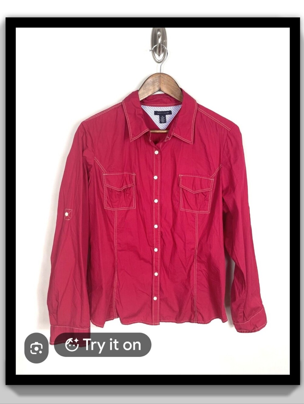 Tommy Hilfiger Button-Down Shirt with Chest Pockets Size Lg